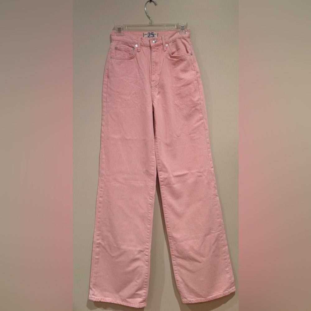 NWOT Free People High Rise Pink Striped Astoria Wide Leg Pants